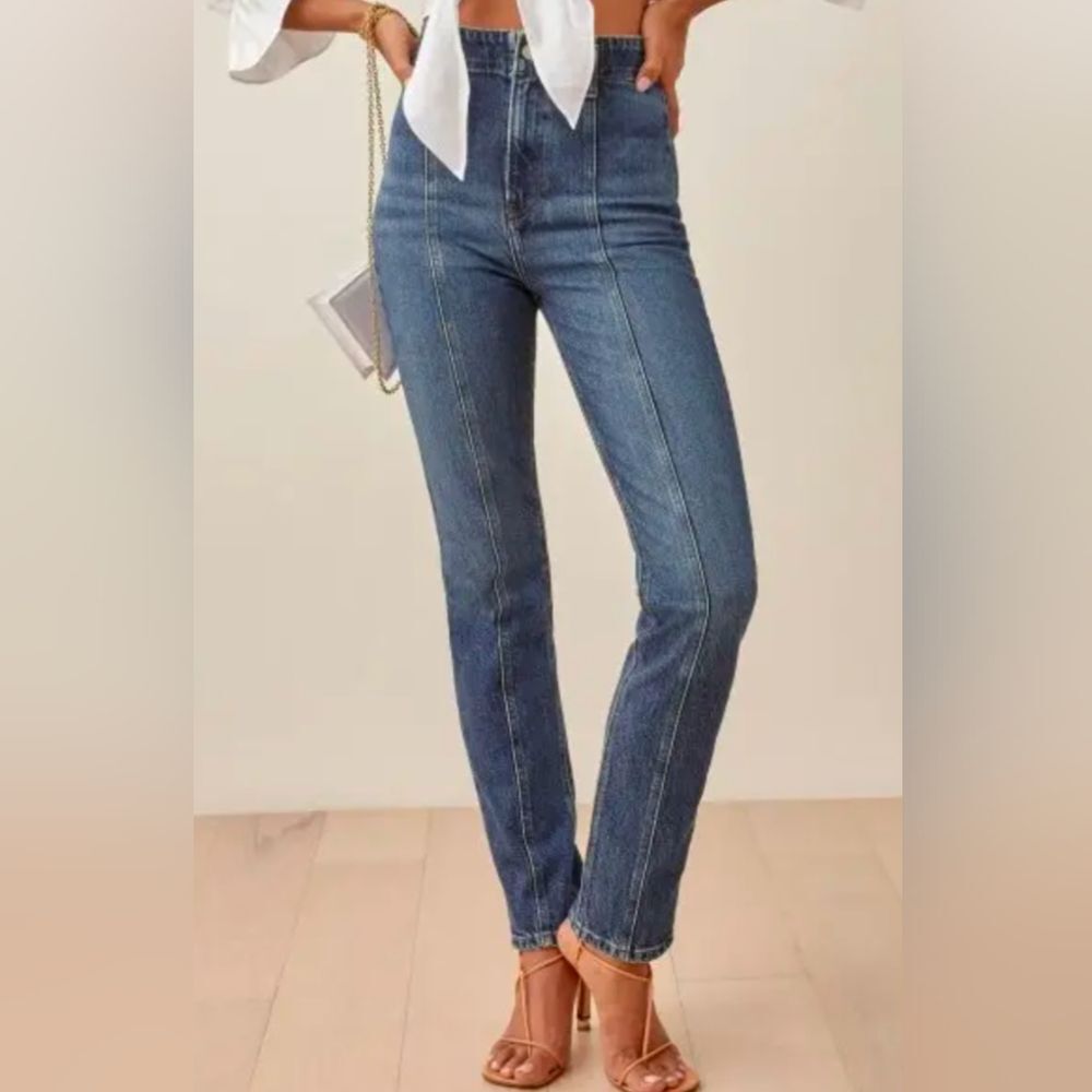 Reformation Amie Seamed High Rise Jeans Anguilla Wash Size 26